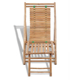 Outdoor Deck Chair with Footrest Bamboo - Front View