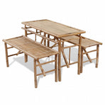Beer Table with 2 Benches 100 cm Bamboo