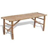 Beer Table with 2 Benches 100 cm Bamboo - Side View