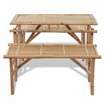 Beer Table with 2 Benches 100 cm Bamboo