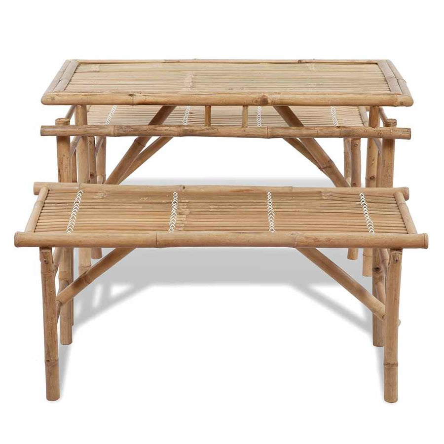 Beer Table with 2 Benches 100 cm Bamboo