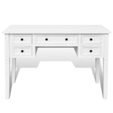 White Writing Desk with 5 Drawers - Side View