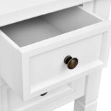 White Writing Desk with 5 Drawers - 45-Degree Angle