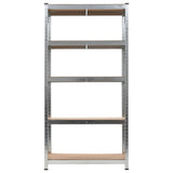5-Layer Heavy-duty Shelf Silver Steel&Engineered Wood - Side View