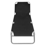 Folding Sun Lounger Powder-coated Steel Black - Front View