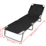 Folding Sun Lounger Powder-coated Steel Black - Rear View
