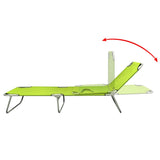 Folding Sun Lounger Powder-coated Steel Apple Green - Side View