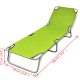 Folding Sun Lounger Powder-coated Steel Apple Green - Rear View
