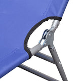 Folding Sun Lounger with Head Cushion Powder-coated Steel Blue - 45-Degree Angle