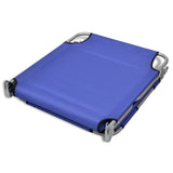 Folding Sun Lounger with Head Cushion Powder-coated Steel Blue - Rear View
