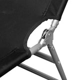 Folding Sun Lounger with Head Cushion Powder-coated Steel Black - 45-Degree Angle