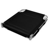 Folding Sun Lounger with Head Cushion Powder-coated Steel Black - Rear View
