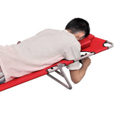 Folding Sun Lounger with Head Cushion Powder-coated Steel Red - Top-Down View