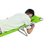Folding Sun Lounger with Head Cushion Powder-coated Steel Green