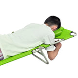 Folding Sun Lounger with Head Cushion Powder-coated Steel Green - Top-Down View