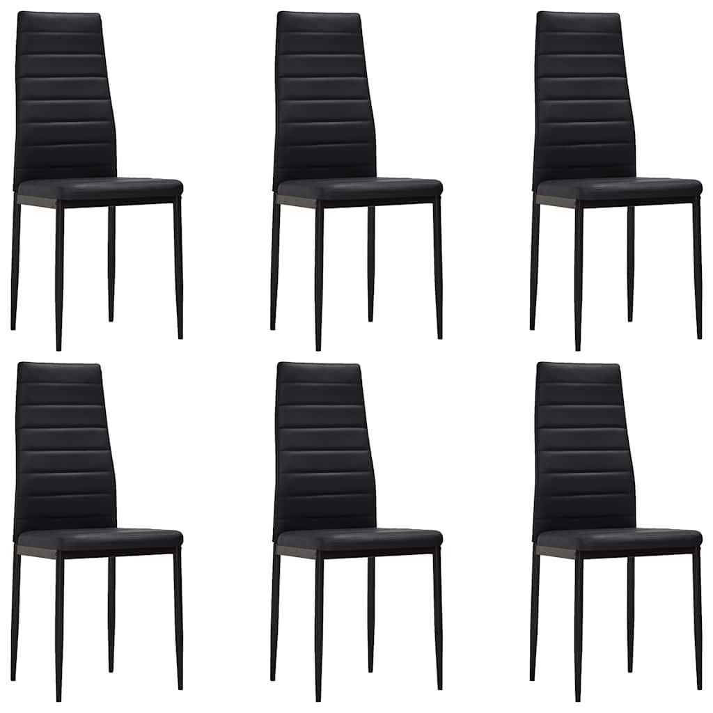 Dining Chairs 6 pcs Black Faux Leather