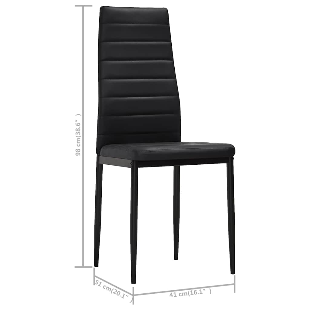 Dining Chairs 6 pcs Black Faux Leather