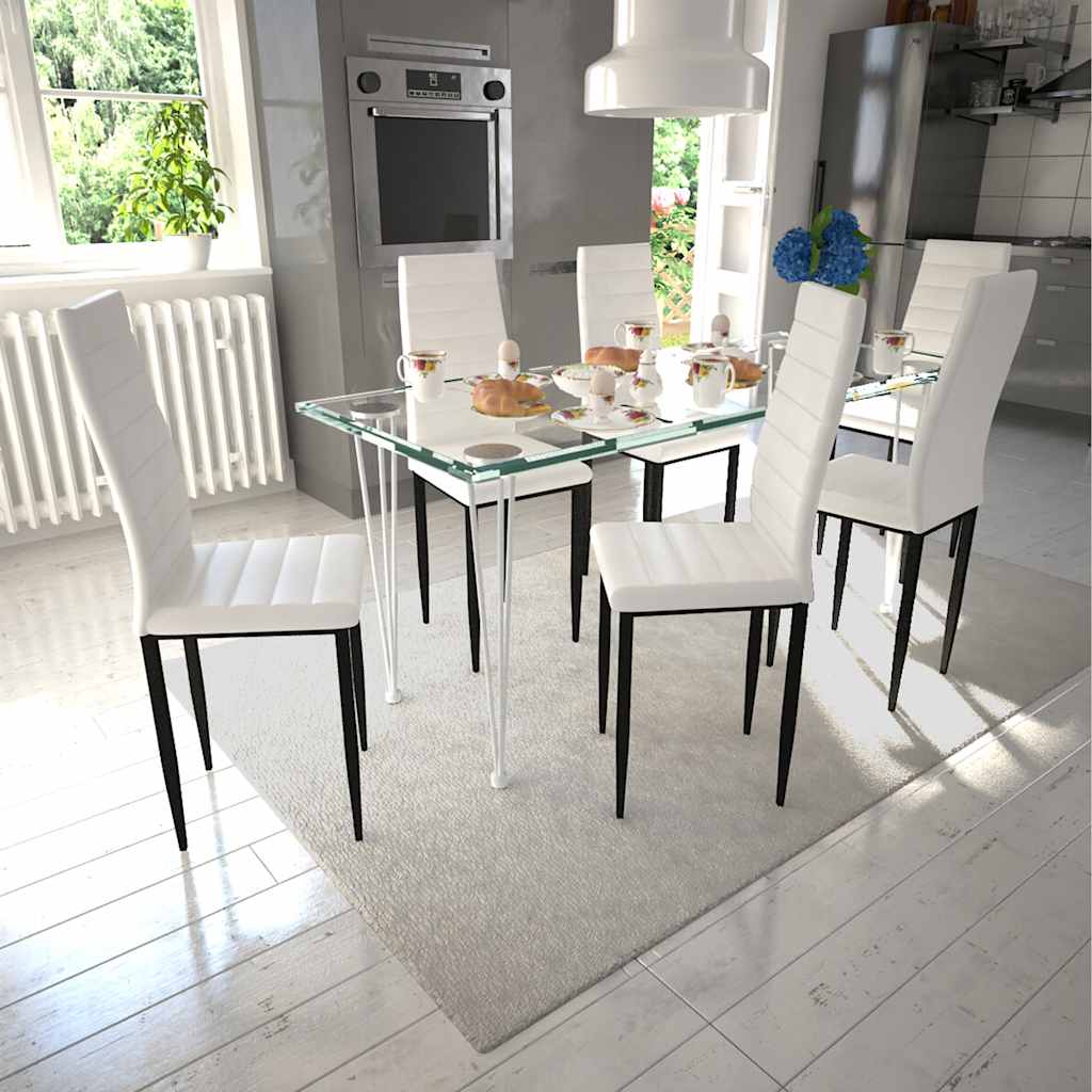 Dining Chairs 6 pcs White Faux Leather