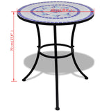 Bistro Table Blue and White 60 cm Mosaic - 45-Degree Angle