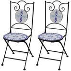 Folding Chairs 2 pcs Ceramic Blue and White