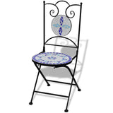 Folding Bistro Chairs 2 pcs Ceramic Blue and White - Front View