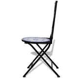 Folding Bistro Chairs 2 pcs Ceramic Blue and White - Side View