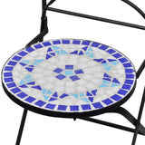 Folding Bistro Chairs 2 pcs Ceramic Blue and White - 45-Degree Angle