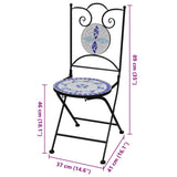 Folding Bistro Chairs 2 pcs Ceramic Blue and White - Close-Up Angle
