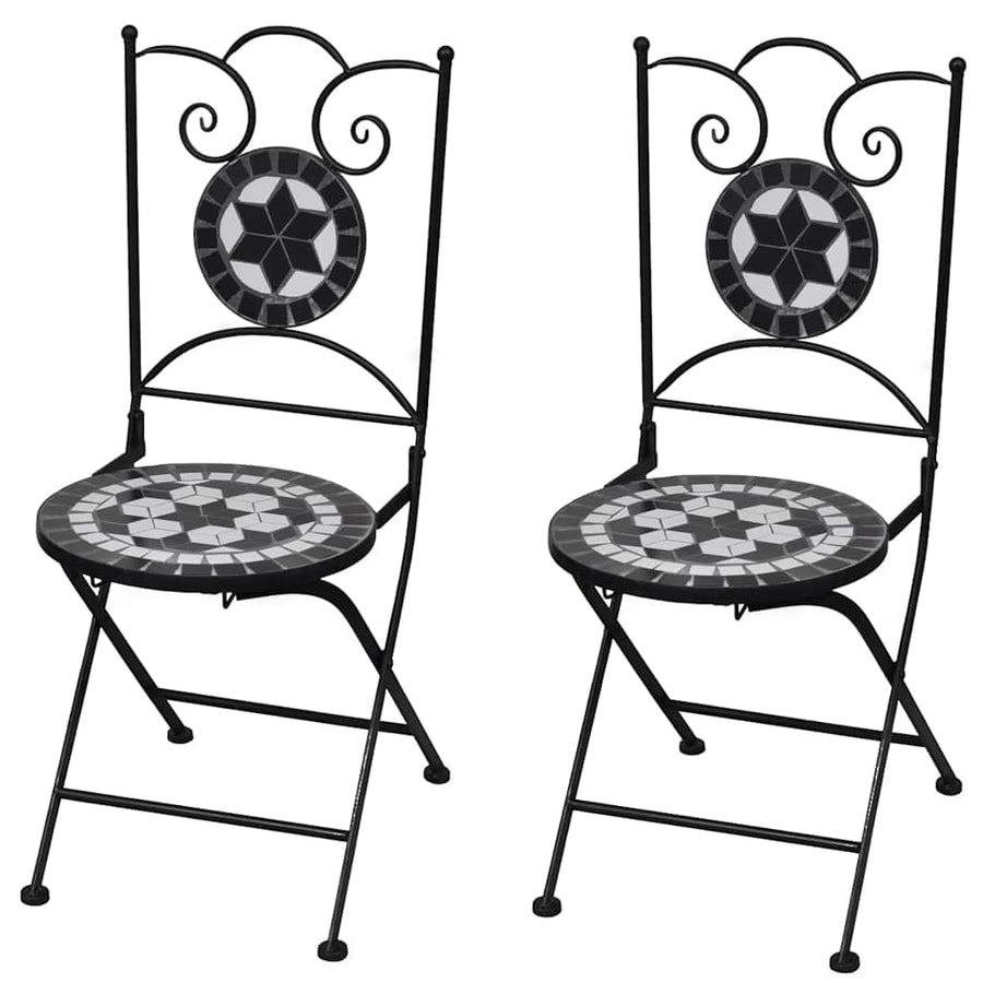 Folding Chairs 2 pcs Ceramic Black and White