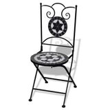 Folding Bistro Chairs 2 pcs Ceramic Black and White - Front View