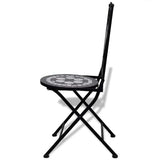 Folding Bistro Chairs 2 pcs Ceramic Black and White - 45-Degree Angle