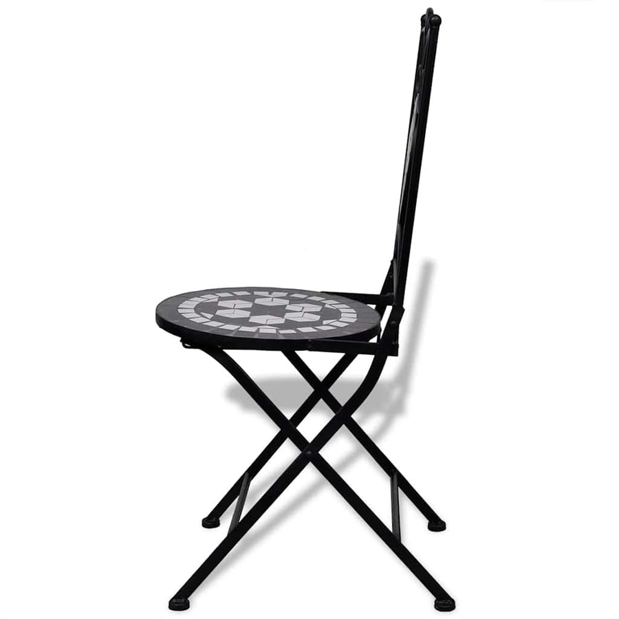 Folding Chairs 2 pcs Ceramic Black and White