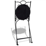 Folding Bistro Chairs 2 pcs Ceramic Black and White - Rear View