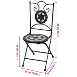 Folding Bistro Chairs 2 pcs Ceramic Black and White - Close-Up Angle