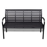 Garden Bench 125 cm Steel and WPC Black - Front View