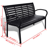 Garden Bench 125 cm Steel and WPC Black - 45-Degree Angle