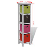 Storage Rack with Multi-colour Baskets Paulownia Wood - Top-Down View