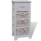 Cabinet with 1 Drawer and 3 Baskets White Wood - Front View