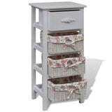 Cabinet with 1 Drawer and 3 Baskets White Wood - Side View