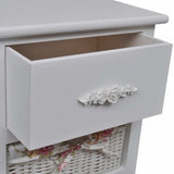 Cabinet with 1 Drawer and 3 Baskets White Wood