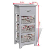 Cabinet with 1 Drawer and 3 Baskets White Wood - Rear View