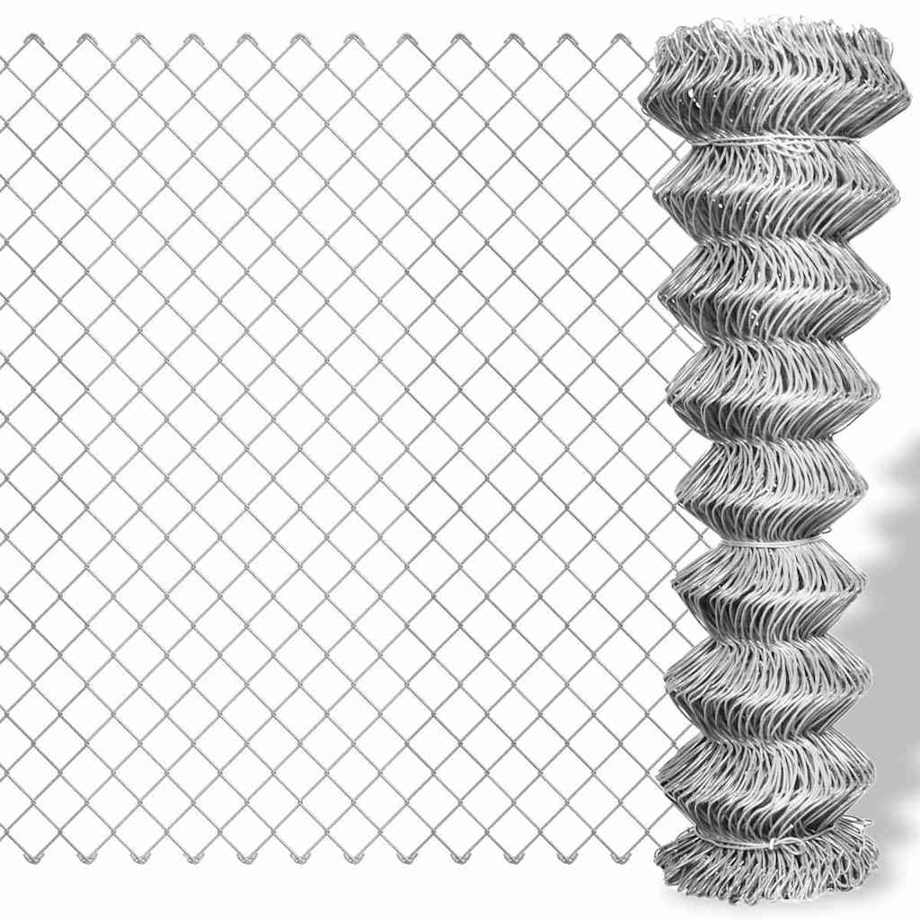 Chain Link Fence Galvanised Steel 15x2 m Silver
