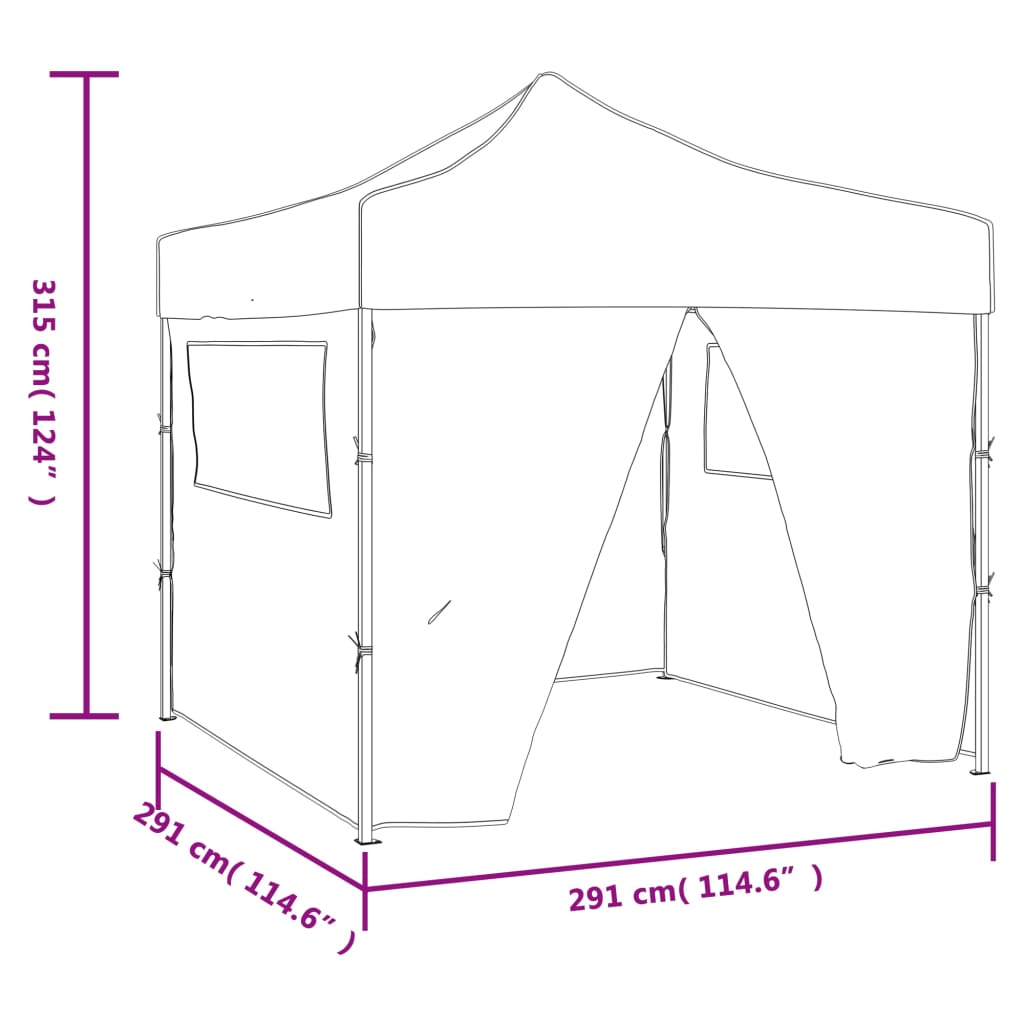 Green Foldable Tent 3 x 3 m with 4 Walls