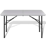 Foldable Garden Table 122 cm HDPE White - Front View