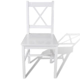 Dining Chairs 6 pcs White Pinewood - Front View