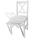 Dining Chairs 6 pcs White Pinewood - Side View