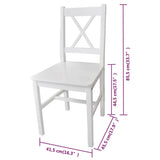 Dining Chairs 6 pcs White Pinewood - 45-Degree Angle