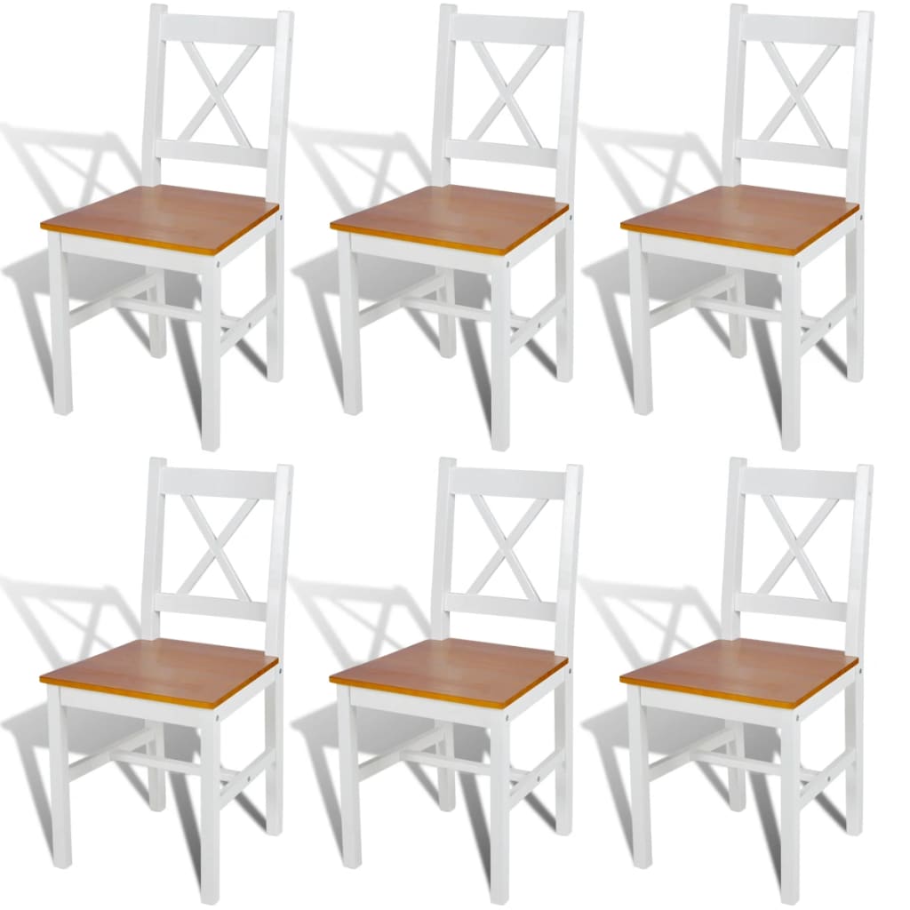 Dining Chairs 6 pcs White Pinewood
