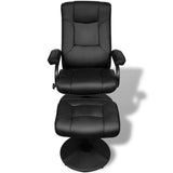 TV Armchair with Footstool Black Faux Leather - Front View