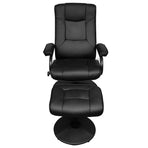 TV Armchair with Footstool Black Faux Leather